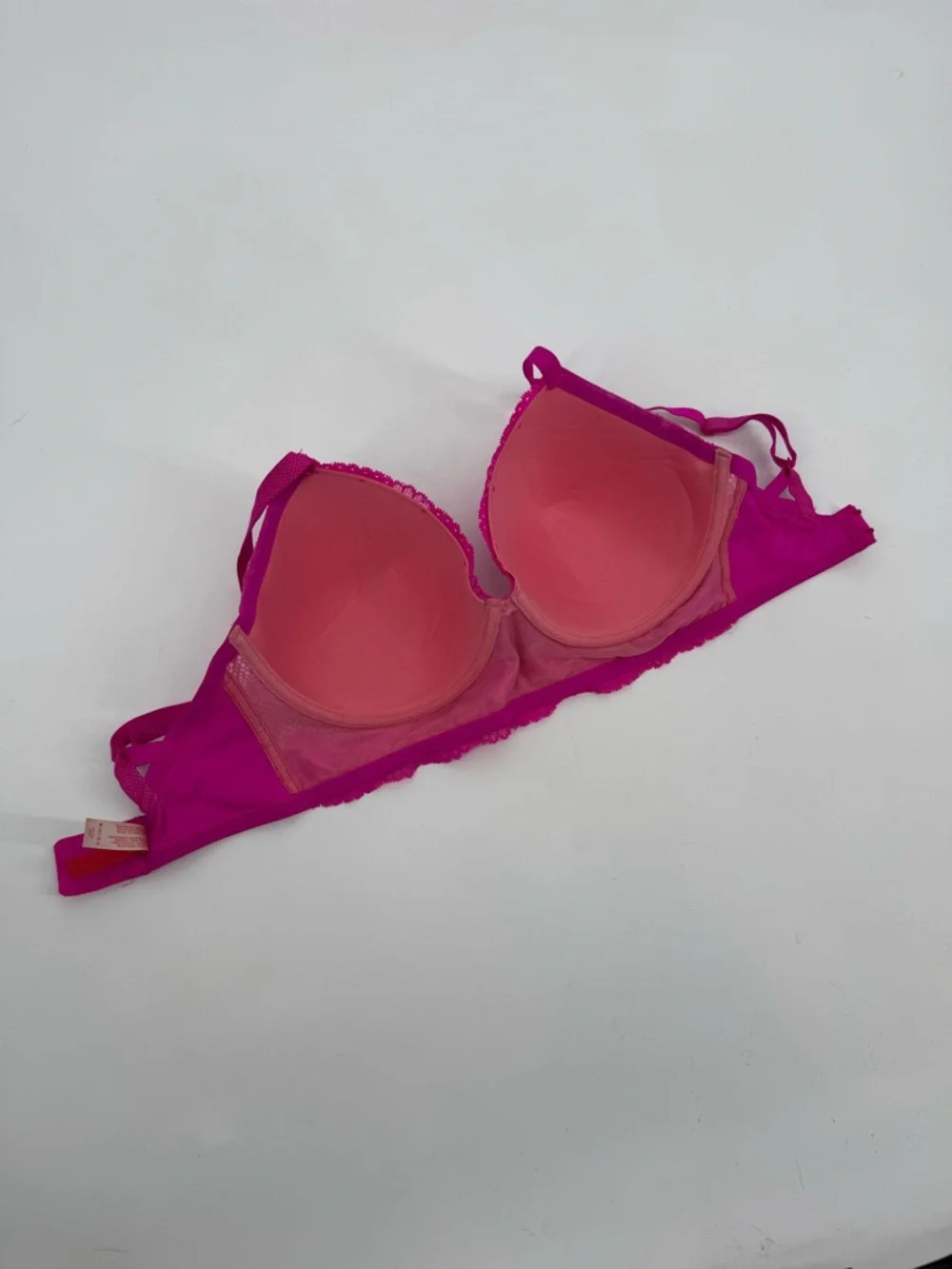 Josie Natori Bra Womens 32DDD Pink Padded Underwire Lace T Shirt Bra RN: 105951‎